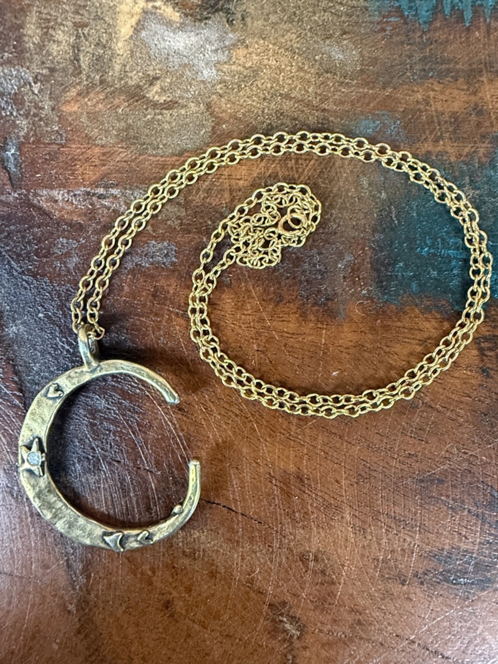 Jes MaHarry crescent moon gold diamond necklace. New in box.